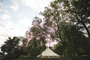 small marquee in garden