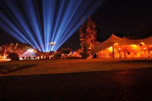 Yorkshire-Yurts-Wooden-Pole-Stretch-Tent-Nightime