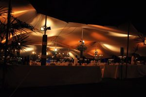 Yorkshire-Yurts-Wooden-Pole-Stretch-Tent-at-night