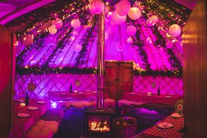 cosy 22ft yurt with wood burning stove at YurtBar - leeds christmas party